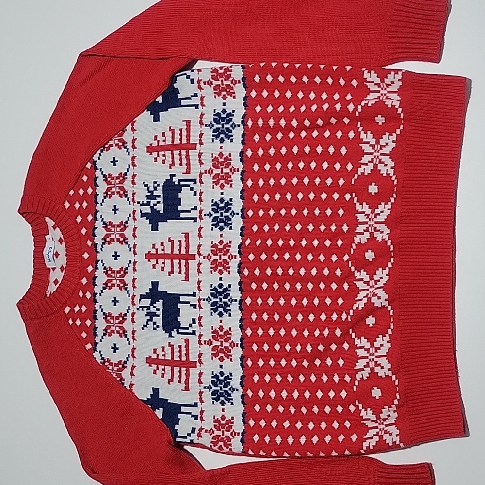 UGLY CHRISTMAS Red & White Reindeer Crewneck Ski Lodge Sweater